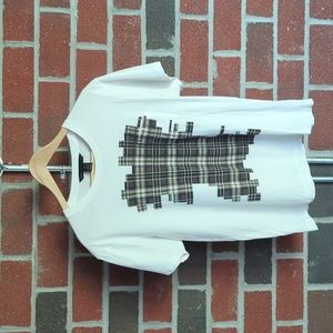 Marc Jacobs Plaid Print Pocket White Tee T-shirt Medium M